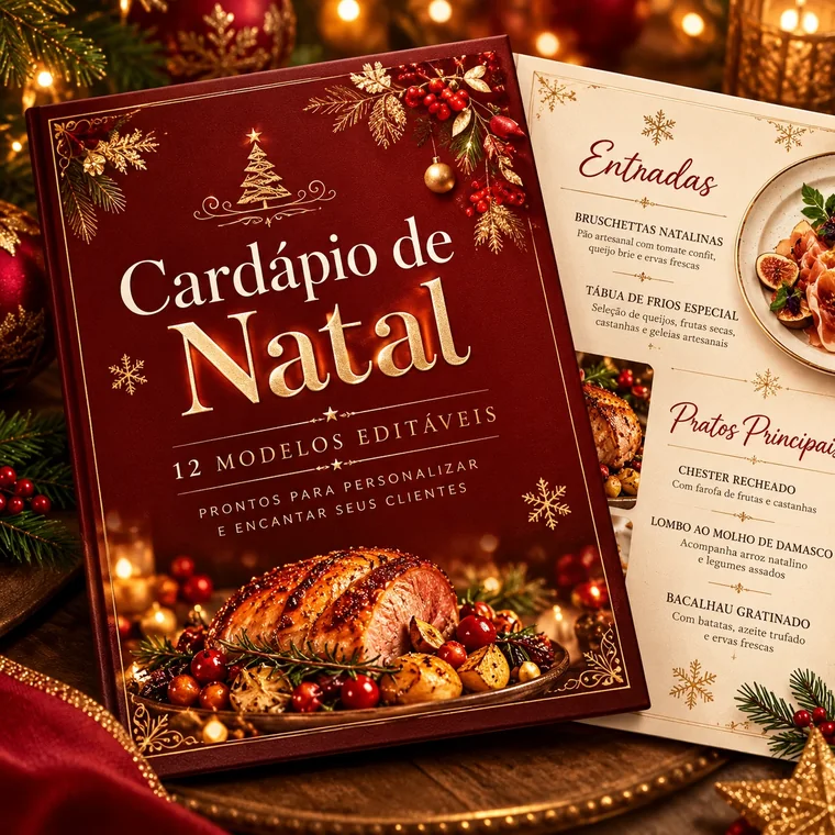Cardápios natalinos editáveis